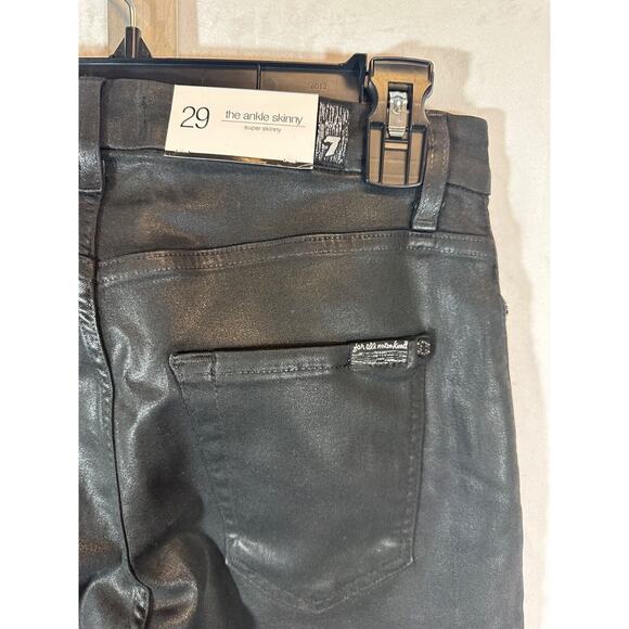 NEW 7 For All Mankind 29 Gwenevere Ankle Super Skinny Coated jeans Black A16 - Picture 2 of 6